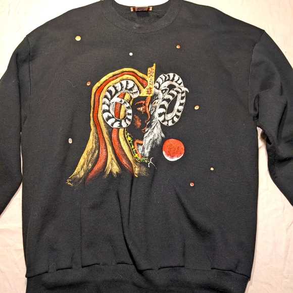 Unique original sweater with painted on image - Picture 1 of 2